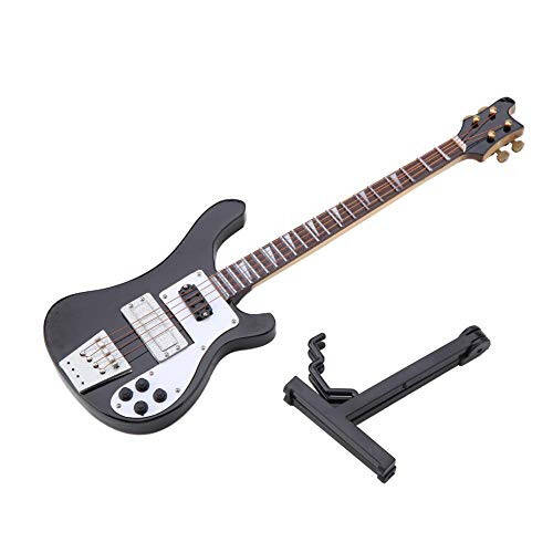 Guitar Instrument, Black Miniature Bass Guitar Replica with Stand and Case Instrument Model Ornaments Gift - 5