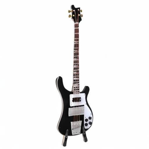 Guitar Instrument, Black Miniature Bass Guitar Replica with Stand and Case Instrument Model Ornaments Gift - 6