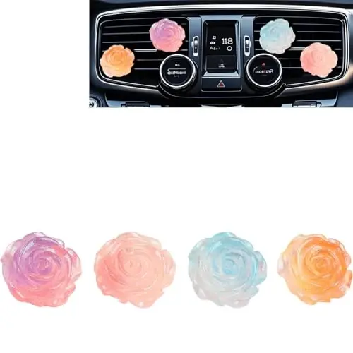 Rose Flower Air Vent Clip Accessories Air Conditioning Outlet Clip Car Air Freshener Dashboard Accessories Charm Car Inter Decor - 1