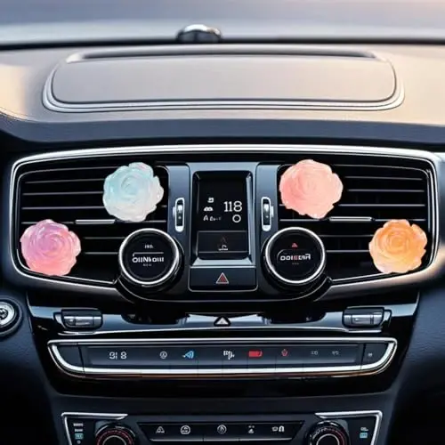 Rose Flower Air Vent Clip Accessories Air Conditioning Outlet Clip Car Air Freshener Dashboard Accessories Charm Car Inter Decor - Cinpudo (1)