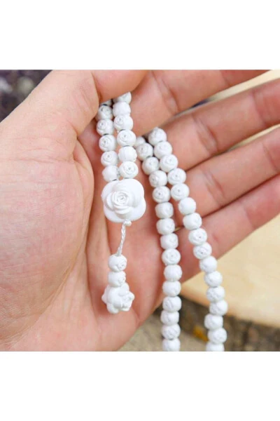 Gül Kokulu Gül Işlemeli Tesbih-BEYAZ1 - NURDAN KESKIN (1)