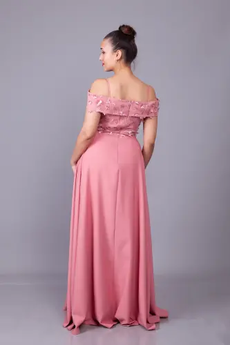 Gül Kurusu Askılı Past Oyoqli Gullashgan To'r Batafsil Maxi Bo'yli Klos Kechki Libos - 9