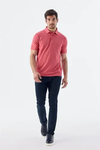 Gül Kurusu Düğme Detaylı Slim Fit Polo Yaka T-Shirt - JAKAMEN (1)