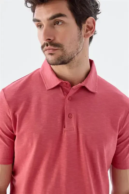 Gül Kurusu Düğme Detaylı Slim Fit Polo Yaka T-Shirt - 3