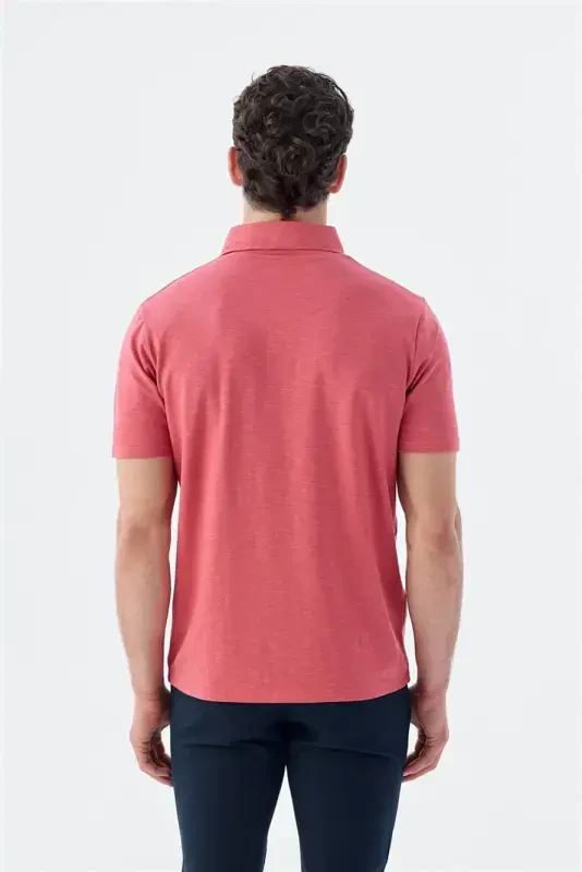 Gül Kurusu Düğme Detaylı Slim Fit Polo Yaka T-Shirt - 4