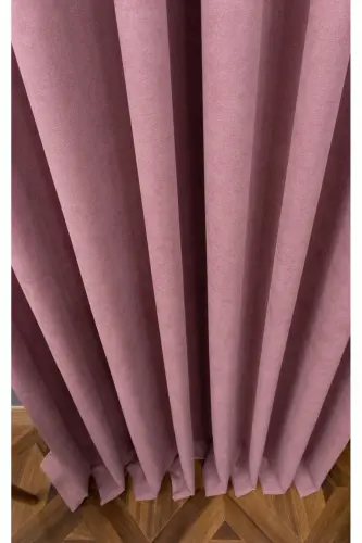 Gül Kurusu Düz Renk Fon Perde, Pilesiz Düz Dikim, Ekstrafor Büzgü, Tek Kanat-Gül Kurusu - 7