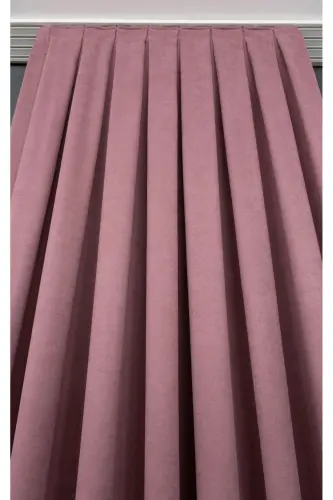 Gül Kurusu Düz Renk Fon Perde, Pilesiz Düz Dikim, Ekstrafor Büzgü, Tek Kanat-Gül Kurusu - 8