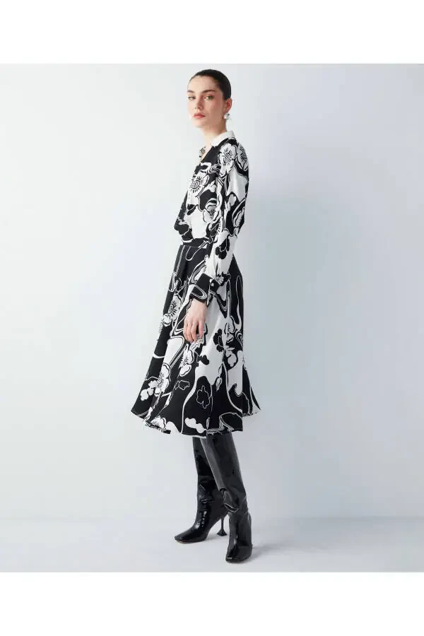 Gul naqshli pliseli ko'ylak ko'ylak - 3