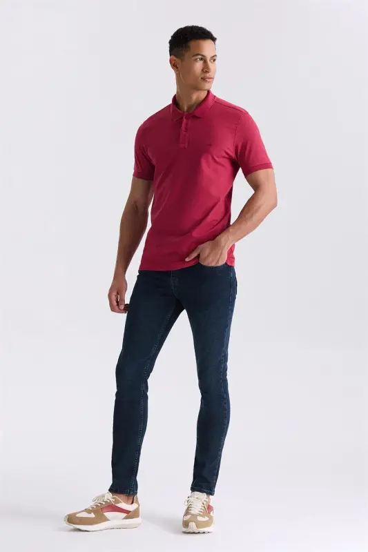 Gulabi Rangda Slim Fit Polo Yoqali Futbolka - 2