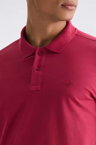 Gulabi Rangda Slim Fit Polo Yoqali Futbolka - 3