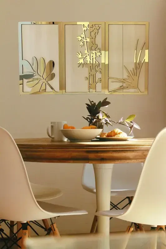 Gullar 3 dona Tablo Devorda Dekoratsiya Lazer Kesishlar Har biri 40x25 Sm - NUMA CONCEPT