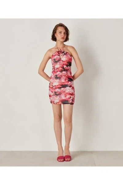 Gullar bosilgan Mini Ko'ylak - İPEKYOL (1)