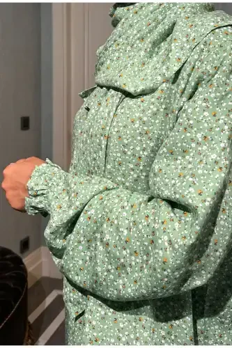 Gullar naqshli, kiyinishi oson va amaliy paxtadan bir qismli namoz libos - LAGOM (1)