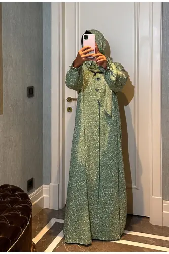 Gullar naqshli, kiyinishi oson va amaliy paxtadan bir qismli namoz libos - 6