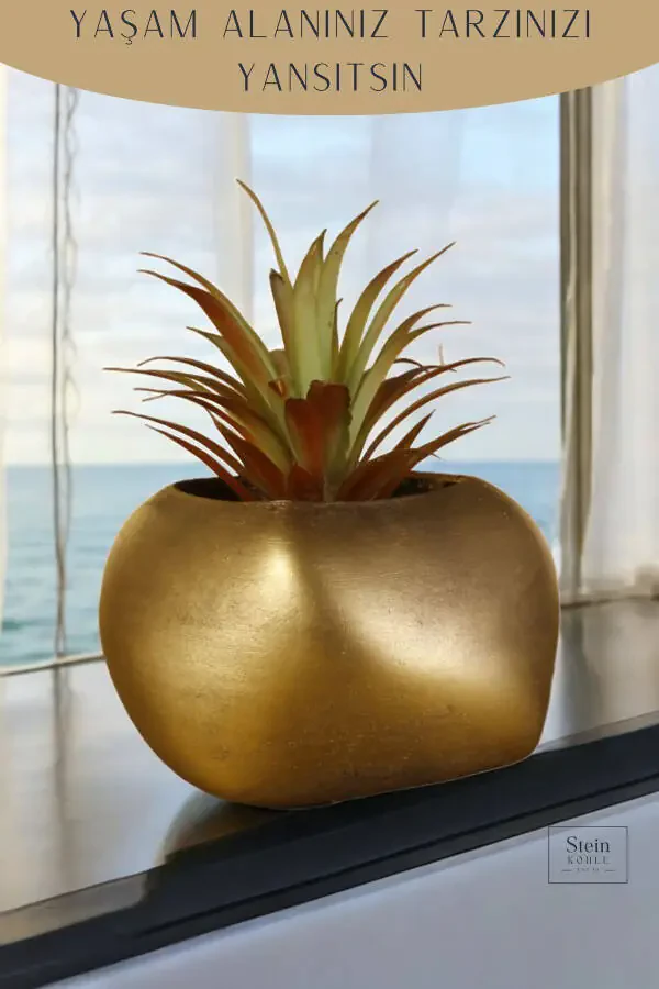 Gullar uchun idish Dekorativ kaktus idishi 1 dona Oltin rang Eskigan qo'llanilgan Spiral Oval Model - 5