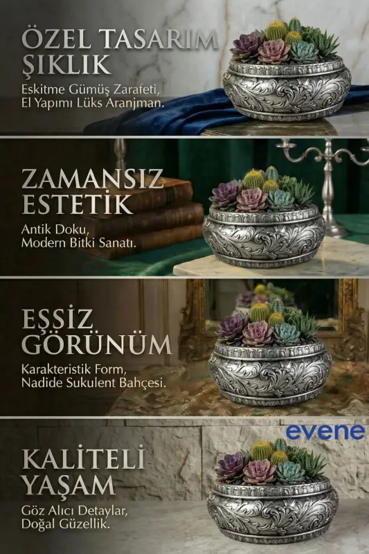 Gullar uchun idish Katta gullar uchun idish Katta hajmli gullar uchun idish Mehmonxona uchun idish Model 5 Kumush eskirgan idish - 2