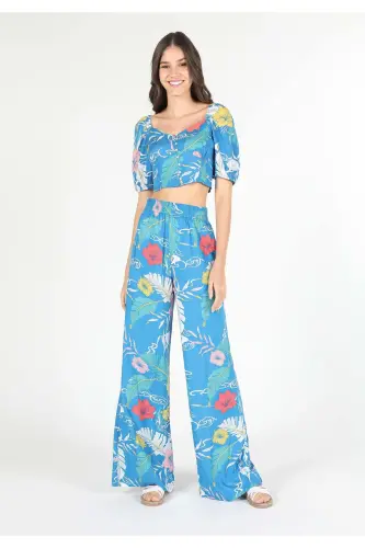 Gulli naqshli, qisqa yengli, slim fit ayollar ko'ylagi. - 4