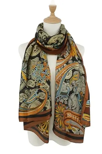 YOUR SMILE Large Mulberry Silk Feeling Long Stain Scarf Lightweight Sunscreen Shawls Wraps for Women - 4