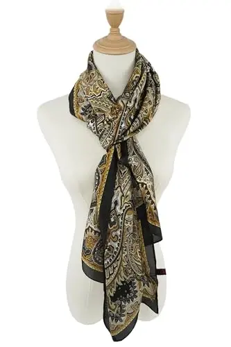 YOUR SMILE Large Mulberry Silk Feeling Long Stain Scarf Lightweight Sunscreen Shawls Wraps for Women - 5