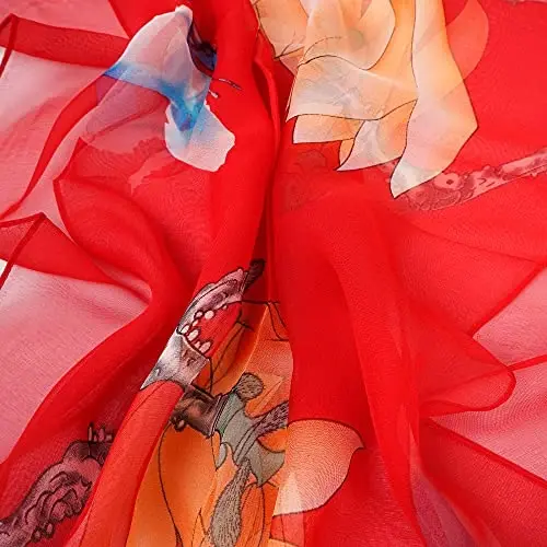 YOUR SMILE Ladies/Women's Lightweight Floral Print/Solid Color mixture Shawl Scarf For Spring Summer season - 6