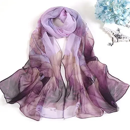 YOUR SMILE Ladies/Women's Lightweight Floral Print/Solid Color mixture Shawl Scarf For Spring Summer season - 4