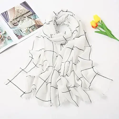 YOUR SMILE Ladies/Women's Lightweight Floral Print/Solid Color mixture Shawl Scarf For Spring Summer season - 4