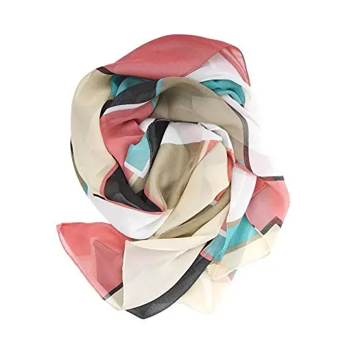 YOUR SMILE Ladies/Women's Lightweight Floral Print/Solid Color mixture Shawl Scarf For Spring Summer season - 4