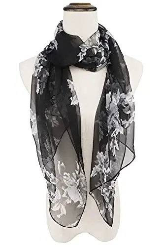 YOUR SMILE Ladies/Women's Lightweight Floral Print/Solid Color mixture Shawl Scarf For Spring Summer season - 2