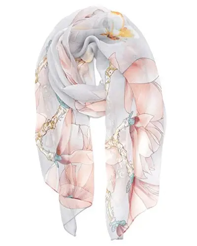 YOUR SMILE Ladies/Women's Lightweight Floral Print/Solid Color mixture Shawl Scarf For Spring Summer season - YOUR