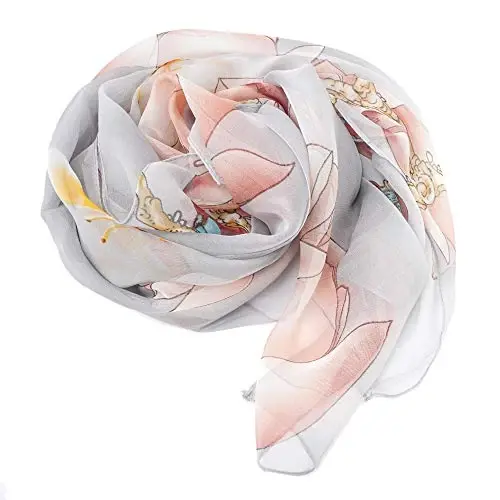 YOUR SMILE Ladies/Women's Lightweight Floral Print/Solid Color mixture Shawl Scarf For Spring Summer season - 4