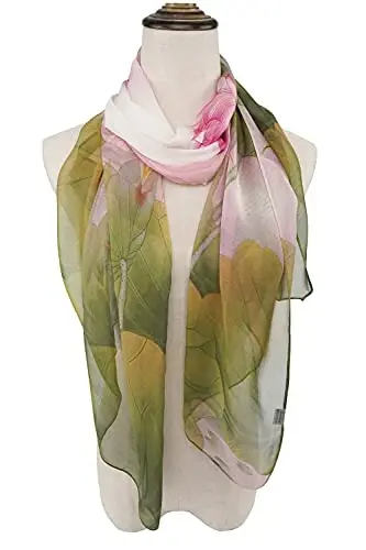 YOUR SMILE Ladies/Women's Lightweight Floral Print/Solid Color mixture Shawl Scarf For Spring Summer season - 3