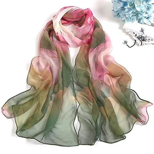 YOUR SMILE Ladies/Women's Lightweight Floral Print/Solid Color mixture Shawl Scarf For Spring Summer season - 5