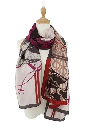 YOUR SMILE Large Mulberry Silk Feeling Long Stain Scarf Lightweight Sunscreen Shawls Wraps for Women - 4