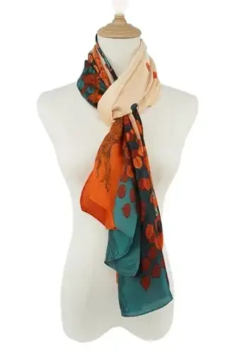 YOUR SMILE Large Mulberry Silk Feeling Long Stain Scarf Lightweight Sunscreen Shawls Wraps for Women - 5