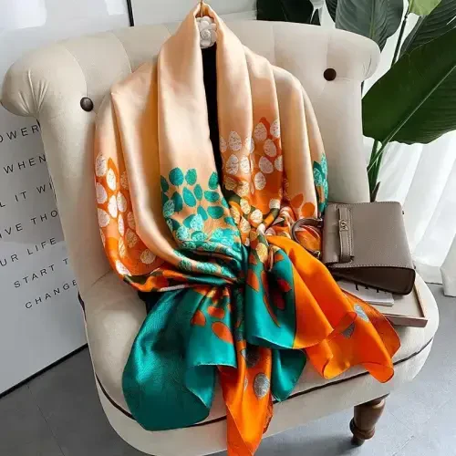 YOUR SMILE Large Mulberry Silk Feeling Long Stain Scarf Lightweight Sunscreen Shawls Wraps for Women - 6