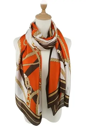 YOUR SMILE Large Mulberry Silk Feeling Long Stain Scarf Lightweight Sunscreen Shawls Wraps for Women - 4