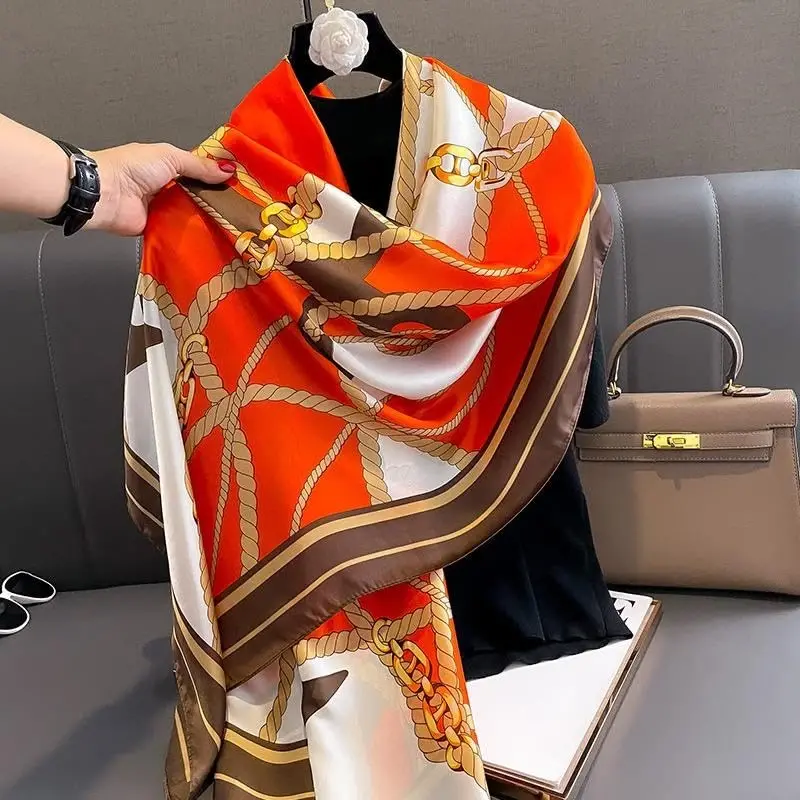 YOUR SMILE Large Mulberry Silk Feeling Long Stain Scarf Lightweight Sunscreen Shawls Wraps for Women - 7