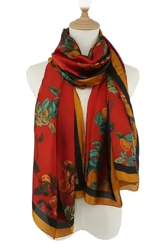 YOUR SMILE Large Mulberry Silk Feeling Long Stain Scarf Lightweight Sunscreen Shawls Wraps for Women - 4