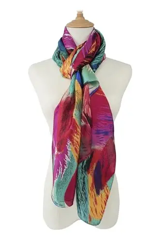 YOUR SMILE Large Mulberry Silk Feeling Long Stain Scarf Lightweight Sunscreen Shawls Wraps for Women - 3