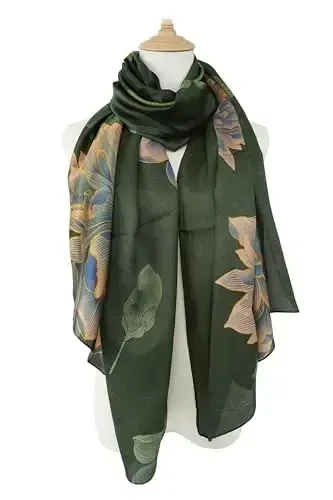 YOUR SMILE Large Mulberry Silk Feeling Long Stain Scarf Lightweight Sunscreen Shawls Wraps for Women - YOUR (1)