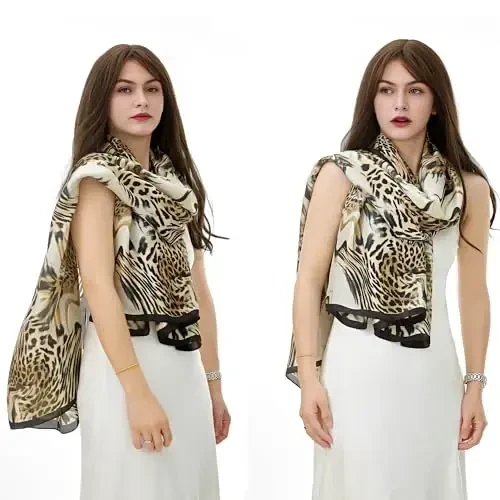 YOUR SMILE Large Mulberry Silk Feeling Long Stain Scarf Lightweight Sunscreen Shawls Wraps for Women - YOUR (1)