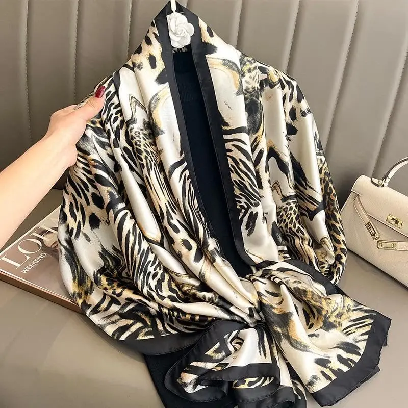 YOUR SMILE Large Mulberry Silk Feeling Long Stain Scarf Lightweight Sunscreen Shawls Wraps for Women - 7