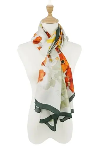 YOUR SMILE Large Mulberry Silk Feeling Long Stain Scarf Lightweight Sunscreen Shawls Wraps for Women - 5