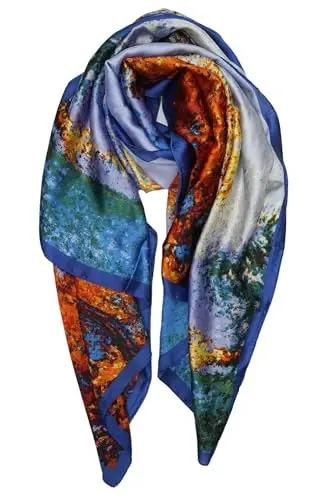 YOUR SMILE Large Mulberry Silk Feeling Long Stain Scarf Lightweight Sunscreen Shawls Wraps for Women - 1