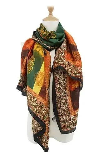 YOUR SMILE Large Mulberry Silk Feeling Long Stain Scarf Lightweight Sunscreen Shawls Wraps for Women - 2