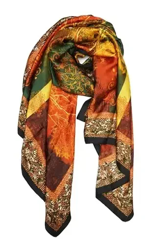 YOUR SMILE Large Mulberry Silk Feeling Long Stain Scarf Lightweight Sunscreen Shawls Wraps for Women - YOUR