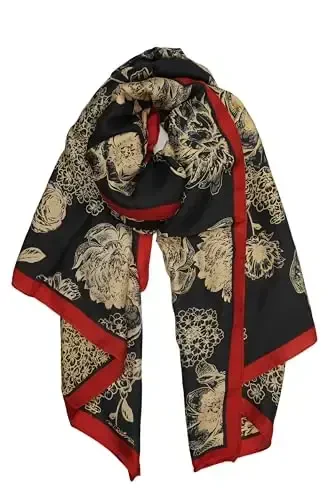 YOUR SMILE Large Mulberry Silk Feeling Long Stain Scarf Lightweight Sunscreen Shawls Wraps for Women - YOUR