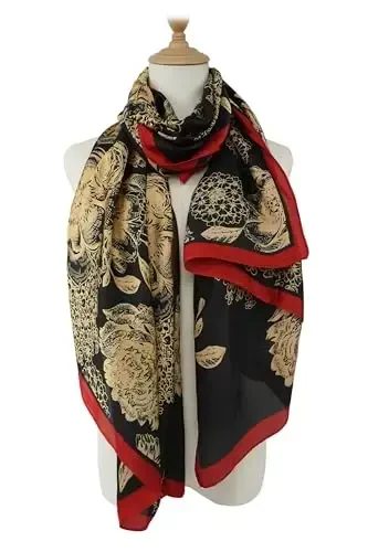 YOUR SMILE Large Mulberry Silk Feeling Long Stain Scarf Lightweight Sunscreen Shawls Wraps for Women - 2