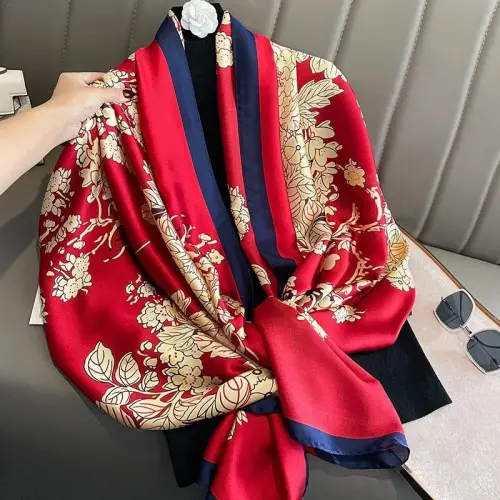 YOUR SMILE Large Mulberry Silk Feeling Long Stain Scarf Lightweight Sunscreen Shawls Wraps for Women - 6