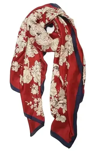 YOUR SMILE Large Mulberry Silk Feeling Long Stain Scarf Lightweight Sunscreen Shawls Wraps for Women - YOUR